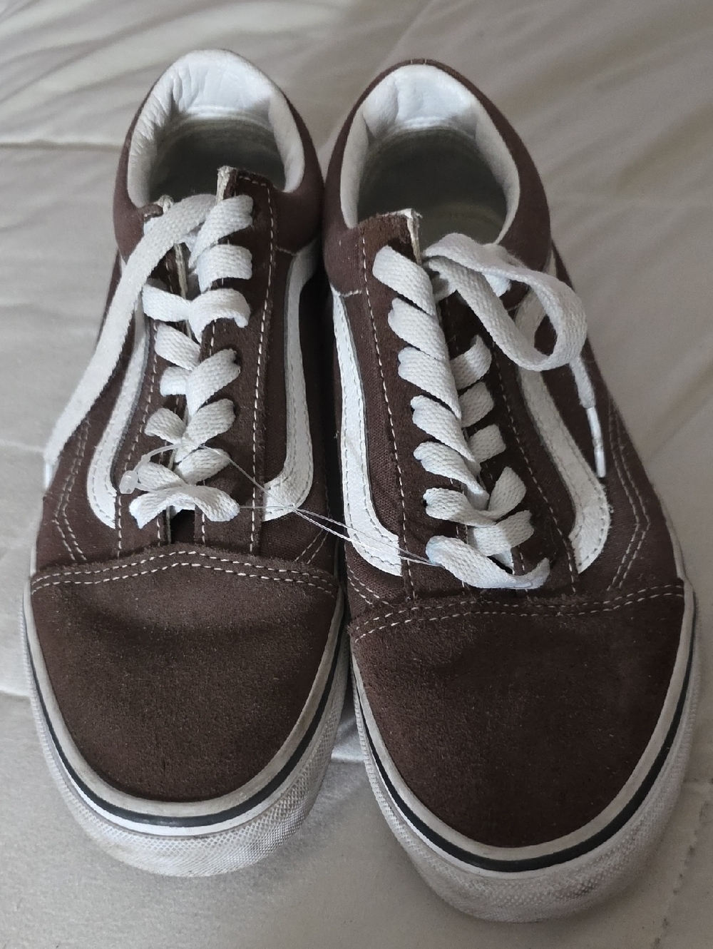 Vans Brown Suede Low-Top Sneakers with White Stripe and Laces M5.5/W7